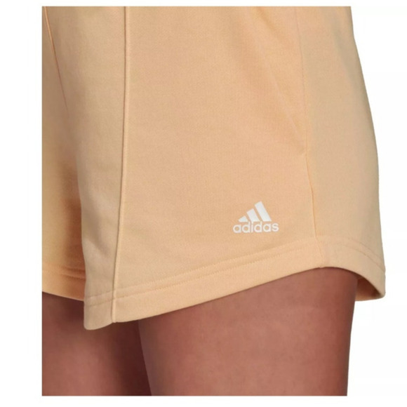 Adidas Women's French Terry Wide Band Athletic Cotton Blend Shorts Orange XL NWT - Picture 5 of 8